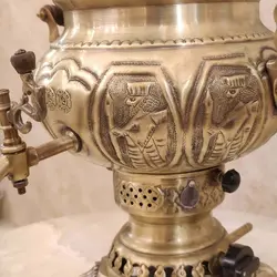 سماور برنجی گازی ۸ لیتری هخامنش آنتیک کد ۱۳۵۸