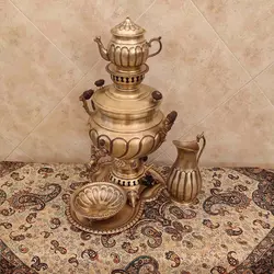 سماور برنجی گازی ۸ لیتری آنتیک با سرویس کد ۱۳۵۲s