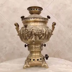 سماور برنجی گازی ۸ لیتری هخامنش آنتیک کد ۱۳۵۶