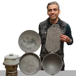 استیک پز گریل دو طرفه چدن خالص بدون روکش شیمیایی (چدن روسی تابه گریل چدنی روس)