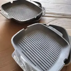 ماهیتابه گریل چدن خالص بدون روکش شیمیایی (چدن روسی تابه ماهی تابه چدنی روس)