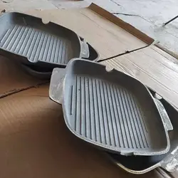 ماهیتابه گریل چدن خالص بدون روکش شیمیایی (چدن روسی تابه ماهی تابه چدنی روس)