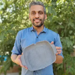 ماهیتابه گریل چدن خالص بدون روکش شیمیایی (چدن روسی تابه ماهی تابه چدنی روس)