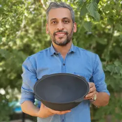 قازن چدن خالص آبندی شده بدون روکش شیمیایی 6 لیتری (چدن روسی پاتیل غازن قابلمه دیگ چدنی) ظرف سفر و کوهنوردی . قابلمه چدنی . قابلمه ووک چدنی . قابلمه چدن خالص  آقای سنگی 09151246243