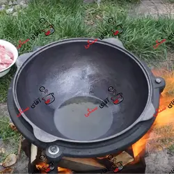 قازن چدن خالص آبندی شده بدون روکش شیمیایی 6 لیتری (چدن روسی پاتیل غازن قابلمه دیگ چدنی) ظرف سفر و کوهنوردی . قابلمه چدنی . قابلمه ووک چدنی . قابلمه چدن خالص  آقای سنگی 09151246243