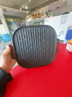 استیک پز چدنی مربع تابه استیک پز (گریل دو طرفه چدن خالص بدون روکش تابه گریل چدنی روس) درمان کمخونی صفحه گریل چدنی جهیزیه