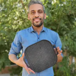 استیک پز چدنی مربع تابه استیک پز (گریل دو طرفه چدن خالص بدون روکش تابه گریل چدنی روس) درمان کمخونی صفحه گریل چدنی جهیزیه