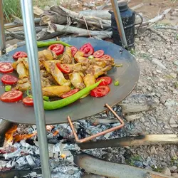 ساج چدنی خالص 33 سانتی | ساج نان پزی چدن خالص بدون روکش شیمیایی (ساچ روسی ظرف چدنی) ظروف کوهنوردی و طبیعتگردی و ظروف سفری | ساج ووک چدنی تابه ووک چدنی . ماهیتابه چدنی . قابلمه چدنی | ساج چدنی | ساج سفری | ظروف چدنی اصل | ساج چدن خالص