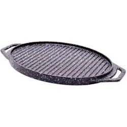 استیک پز گریل دو طرفه چدن خالص بدون روکش شیمیایی (چدن روسی تابه گریل چدنی روس)