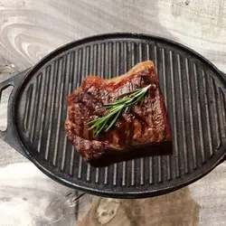 استیک پز گریل دو طرفه چدن خالص بدون روکش شیمیایی (چدن روسی تابه گریل چدنی روس)