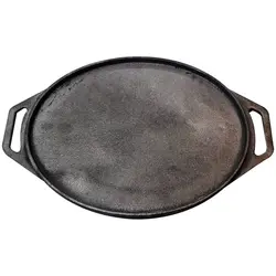 استیک پز گریل دو طرفه چدن خالص بدون روکش شیمیایی (چدن روسی تابه گریل چدنی روس)