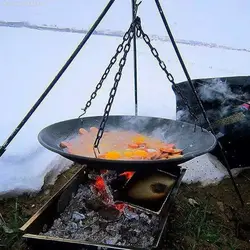 ساج چدنی اصل آبندی شده 44 سانتی ساج نان پزی چدن خالص بدون روکش شیمیایی (ساچ روسی ظرف چدنی) تابه ووک چدن درمان کم خونی کمخونی