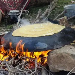 ساج چدنی اصل آبندی شده 44 سانتی ساج نان پزی چدن خالص بدون روکش شیمیایی (ساچ روسی ظرف چدنی) تابه ووک چدن درمان کم خونی کمخونی