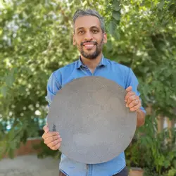 ساج چدنی اصل آبندی شده 44 سانتی ساج نان پزی چدن خالص بدون روکش شیمیایی (ساچ روسی ظرف چدنی) تابه ووک چدن درمان کم خونی کمخونی