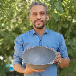 قازن چدن خالص بدون روکش شیمیایی 3 لیتری (چدن روسی پاتیل غازن قابلمه دیگ چدنی) ظرف سفر و کوهنوردی . قابلمه چدنی . قابلمه ووک چدنی . قابلمه چدن خالص