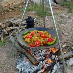 ساج نان پزی بدون دسته ، ساج چدن خالص بدون روکش شیمیایی (ساچ روسی ظرف چدنی ، ساج سفری ، ساج کوهنوردی)