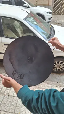 ساج نان پزی بدون دسته ، ساج چدن خالص بدون روکش شیمیایی (ساچ روسی ظرف چدنی ، ساج سفری ، ساج کوهنوردی)