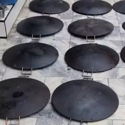 ساج نان پزی بدون دسته ، ساج چدن خالص بدون روکش شیمیایی (ساچ روسی ظرف چدنی ، ساج سفری ، ساج کوهنوردی)