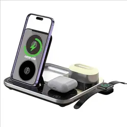 پایه شارژ وایرلس چندکاره گرین لاین مدل wireless charging Station 4in1