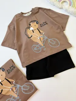 ست تیشرت و شلوارک خرس دوچرخه سوار