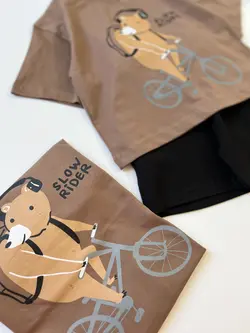 ست تیشرت و شلوارک خرس دوچرخه سوار