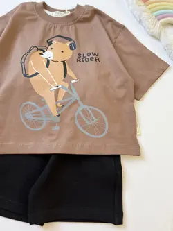 ست تیشرت و شلوارک خرس دوچرخه سوار