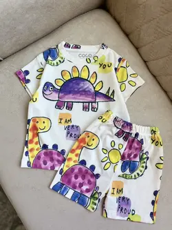 ست تیشرت و شلوارک نقاشی دایناسورها