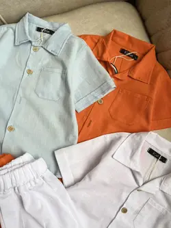 ست دوتیکه پیراهن و شرت لنین اسلپ‌دار وارداتی