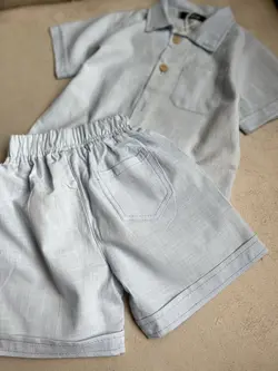 ست دوتیکه پیراهن و شرت لنین اسلپ‌دار وارداتی