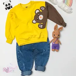 ست بلوز و دورس و شلوار جین خرس قهوه‌ای