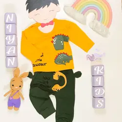 بلوز و شلوار دایناسور نارنجی