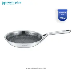 ماهی تابه استیل کف لیزری عرشیا 28 سانتی متری مدل SS050-3166 - لوازم خانگی نوین پلاس عرشیا