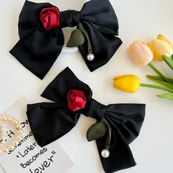 گیره فرانسوی پاپیون مشکی و رزقرمزVIP