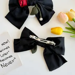 گیره فرانسوی پاپیون مشکی و رزقرمزVIP