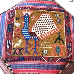 پاف گلیم دستباف مربع طرح خروس