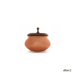 قندان مسی درپوش چوبی صاف مدل ترنج