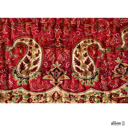 لحاف کرسی دست دوز ترمه طرح نسترن رنگ قرمز