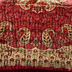 لحاف کرسی دست دوز ترمه طرح نسترن رنگ قرمز