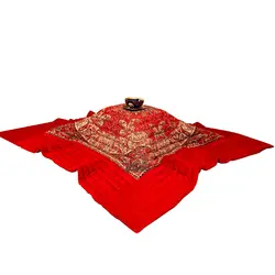 لحاف کرسی دست دوز ترمه طرح شاهسوند رنگ قرمز