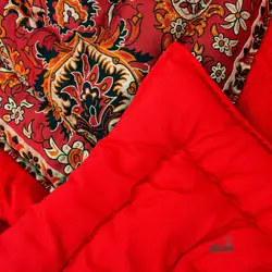 لحاف کرسی دست دوز ترمه طرح شاهسوند رنگ قرمز