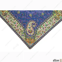 رومیزی ترمه مربع طرح هامون رنگ سرمه ای