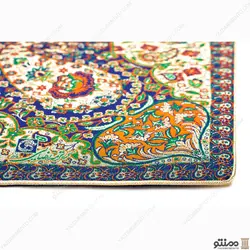 رومیزی ترمه مربع طرح هامون رنگ سرمه ای