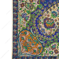 رومیزی ترمه مربع طرح هامون رنگ سرمه ای