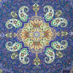 رومیزی ترمه مربع طرح هامون رنگ سرمه ای