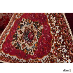پشتی سنتی شاه نشین ترمه طرح نسترن کنار مخمل - ست 7 تکه قرمز