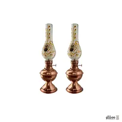 چراغ گرد سوز مسی مجموعه دو عددی طرح ناصرالدین شاه