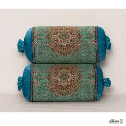 بالش سنتی ترمه نسترن کنار مخمل – بسته 2 عددی سبز آبی