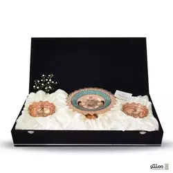 پک هدیه شیرینی خوری و کاسه فیروزه کوبی با جعبه جیر