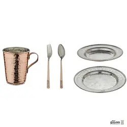سرویس 5 پارچه غذا خوری مسی چکش کاری