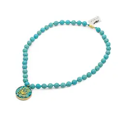 آویز سنگ و زنجیر گل و قلب قرمز